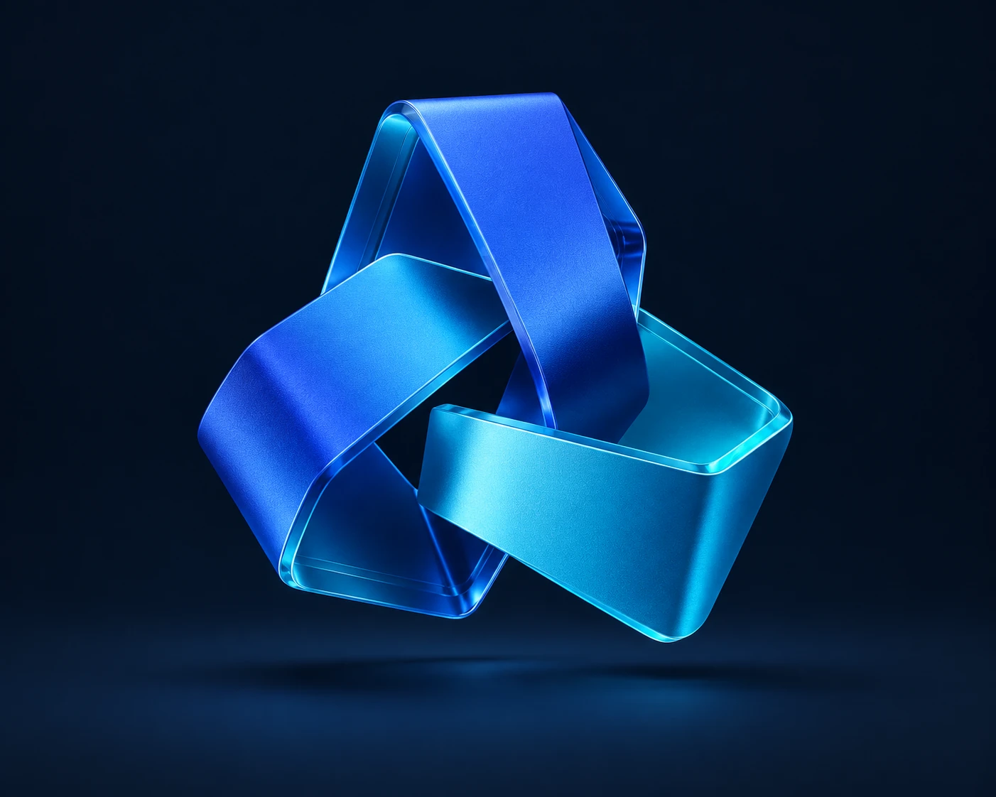 Tres módulos azules y cian conectados en una estructura tridimensional